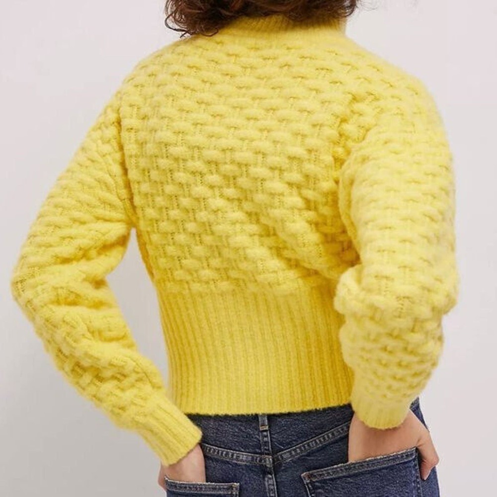NWT Maeve by Anthropologie Buttercup Textured Chunky Knit Crop Sweater Jacket XS - Picture 10 of 13